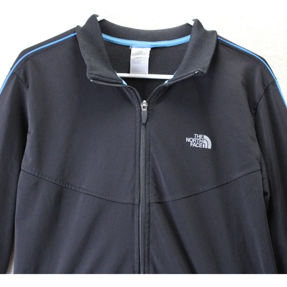 The North Face Mens Track Jacket Black Blue Trim‎ Full Zip Athletic Size M